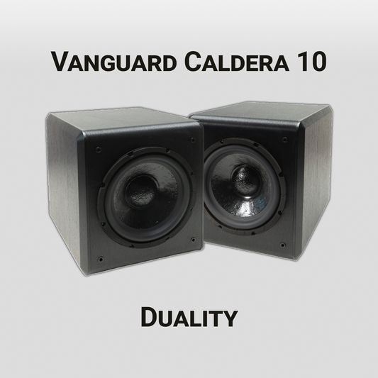 A product bundle for Vanguard Caldera 10 Duality, which contains two of Vera-Fi Audio's 10-inch active subwoofers for only $358.20.